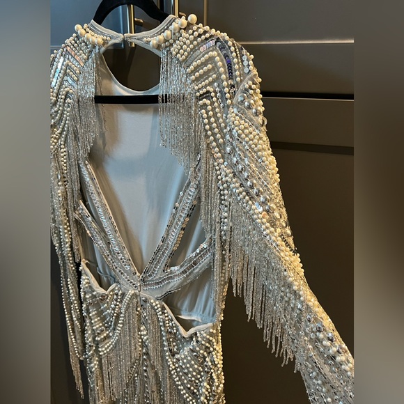 NWT - ASOS EDITION SEQUIN AND PEARL JUMPSUIT WITH FRINGING - Women’s size: 12 - Picture 16 of 16